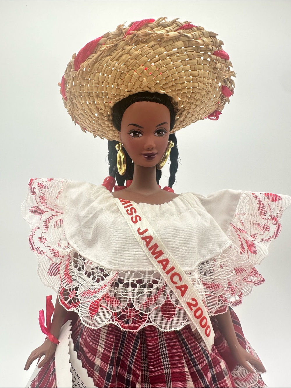 Miss Jamaica 2000 Doll with Straw Hat - Red & White Outfit